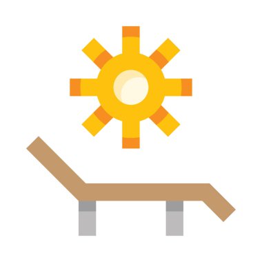 Sunbed web simgesi, basit vektör illüstrasyonu beyaz arkaplanda izole edildi  