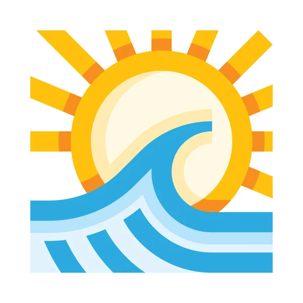Meer Und Sonne Web Symbol Einfache Vektor Illustration Isoliert Auf — Stockvektor