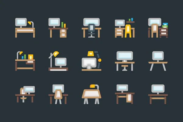 Ofis işyerleri. Bilgisayarlı ahşap tablolar. 