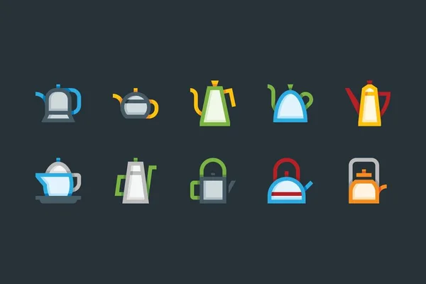 Set Kettle Icons — Stock Vector