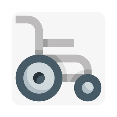 Tekerlekli sandalye web simgesi beyaz arkaplanda izole edildi, basit vektör illüstrasyonu 