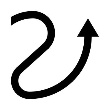 Eğri ok web simgesi, beyaz arkaplanda izole edilmiş basit vektör illüstrasyonu