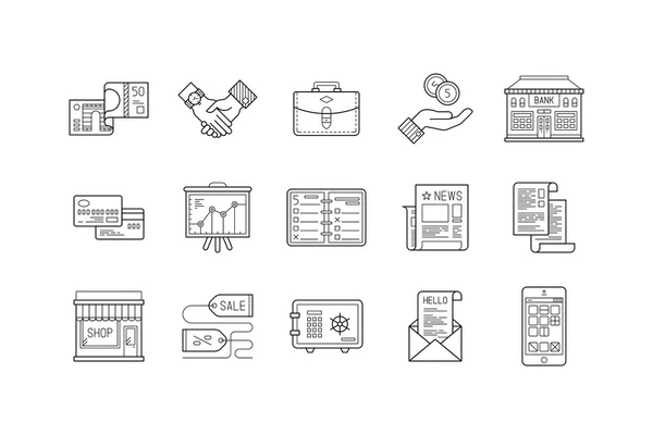 Icônes commerciales et financières — Image vectorielle