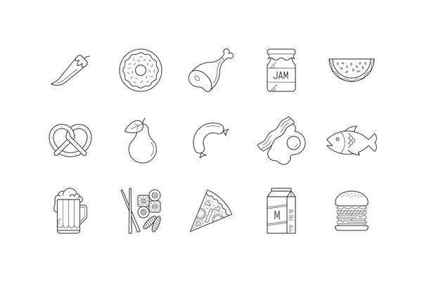 Sada ikon potravin — Stockový vektor