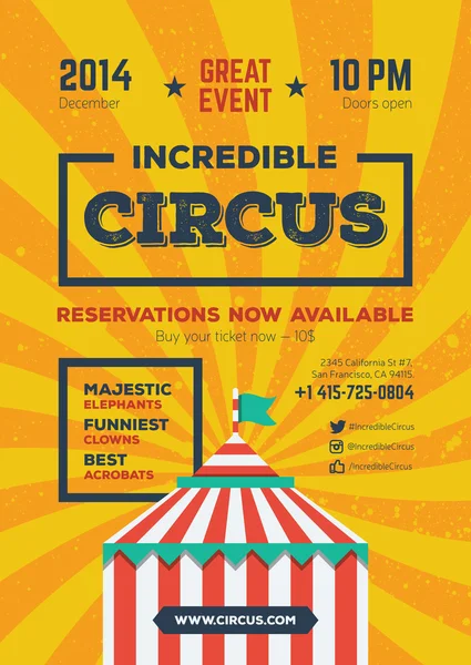 Belle affiche de cirque — Image vectorielle