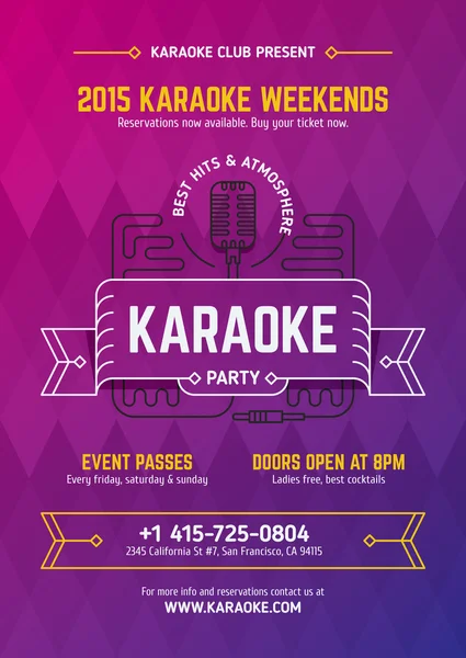 Micrófono para fiestas de karaoke — Vector de stock