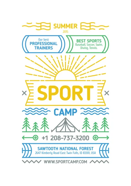 Sport Camp affisch — Stock vektor
