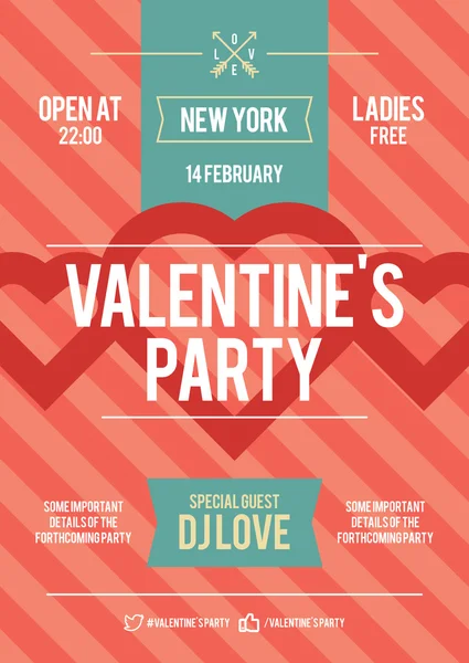 Flyer de fête Valentines — Image vectorielle