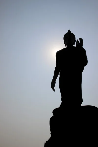 Silhouette buddha staty — Stockfoto
