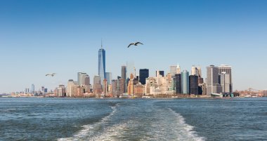 Manhattan skyline  from the ferry  clipart