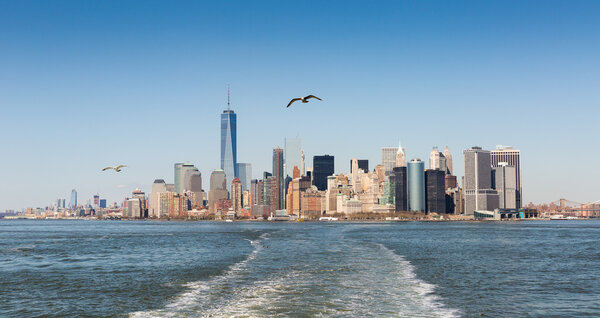 Manhattan view from the ferry to Staten Island