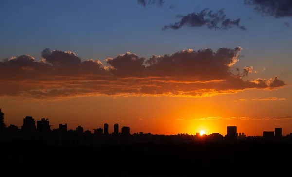 Zonsondergang Sao Paulo Verbeteren Van Skyline Van Stad — Stockfoto