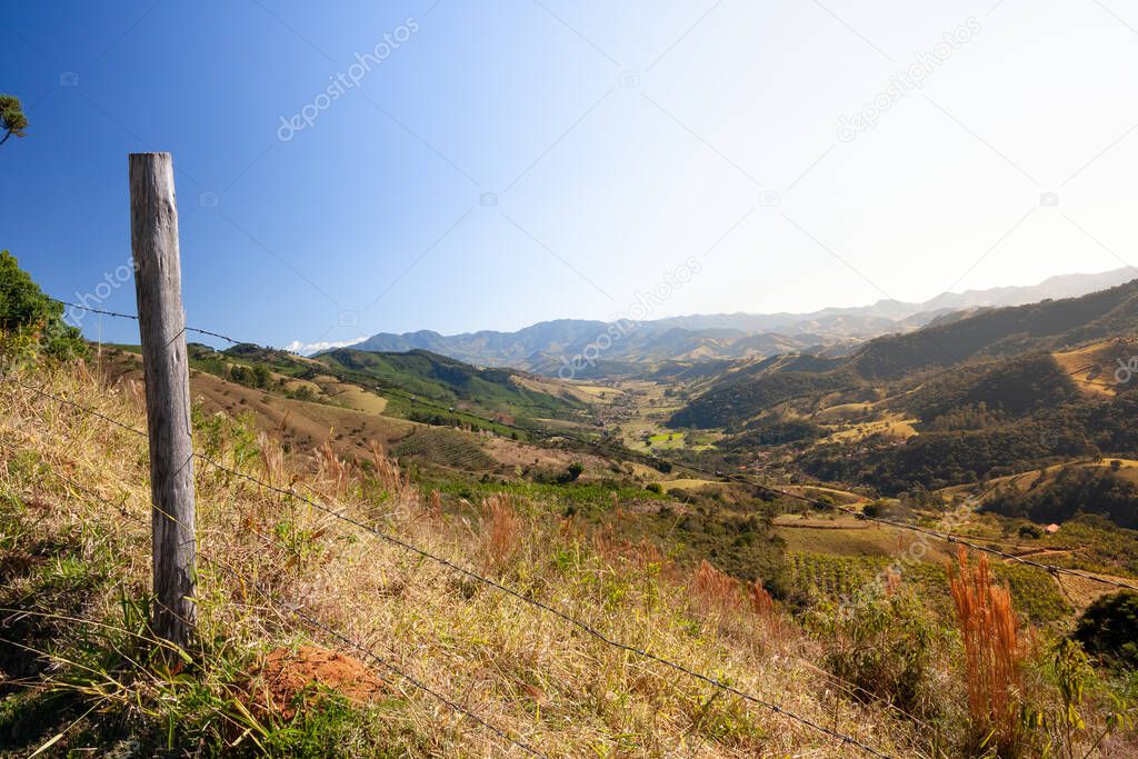 View of a valley in the countryside of Campos do Jordao, Sao Paulo, Brazil.