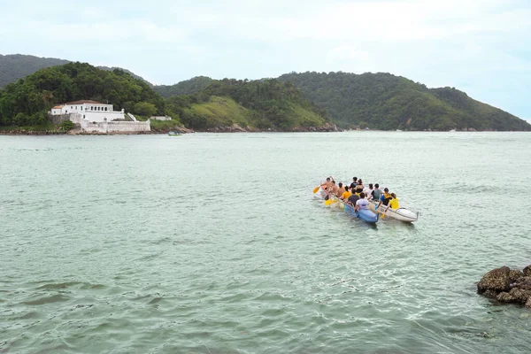 Santos Brazil February 2021 Tourists Taking Hawaiian Canoe Tour Santos — Stock Photo, Image