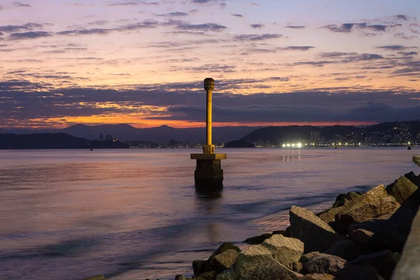 Veduta Della Città Santos Durante Tramonto Primo Piano Punto Riferimento — Foto Stock