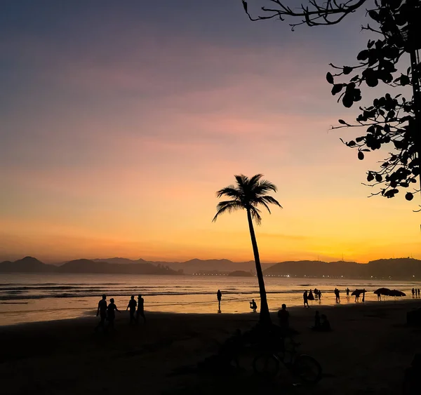 Nel Tardo Pomeriggio Nella Città Santos Brasile Con Turisti Che — Foto Stock