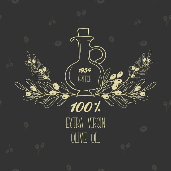 Olive oil sketch vector illustration on chalkboard background — Stockvector