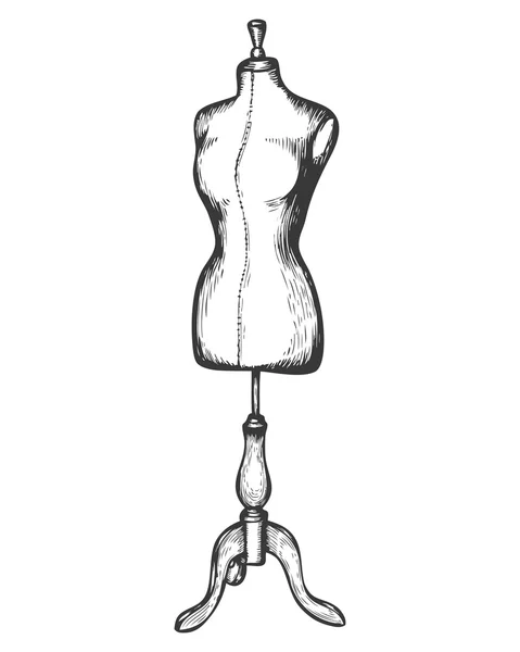 Illustration isolée du vecteur Manequin. Croquis dessiné à la main outil de couture . — Image vectorielle