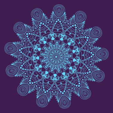 Mavi yuvarlak süsleme mandala