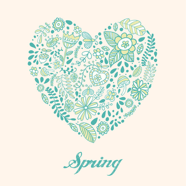 Весенний вектор любви в форме сердца
