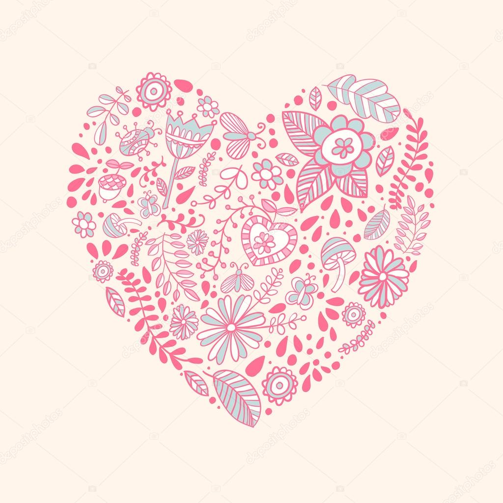 Heart shaped love vector cute pattern