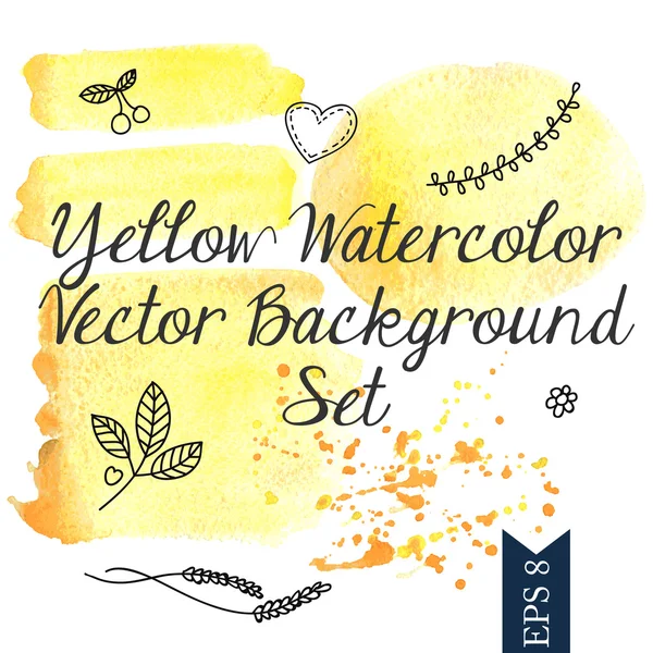 Yellow watercolor vector background — Stock Vector