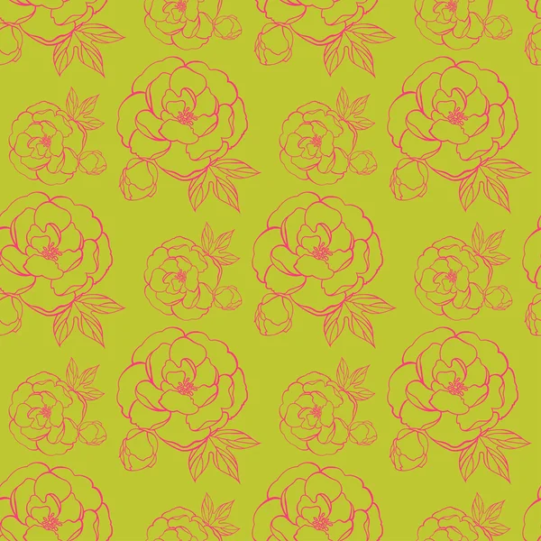 Vecteur pivoine motif floral sans couture — Image vectorielle