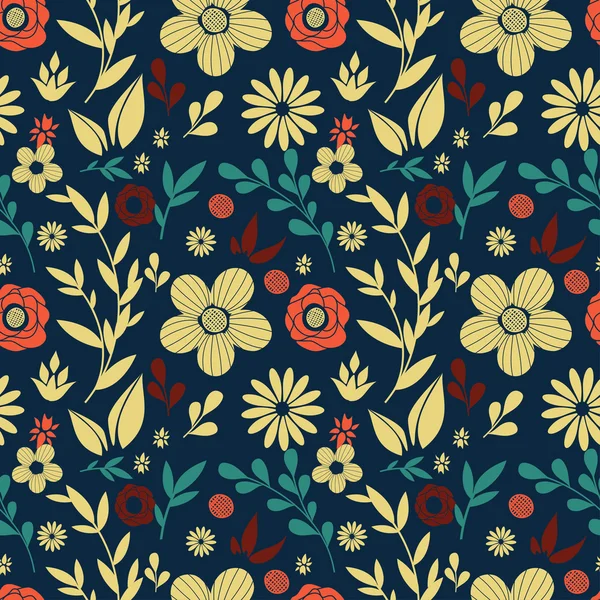 Fleurs vectorielles motif sans couture — Image vectorielle