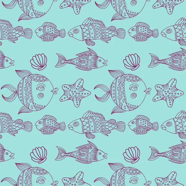 Fish vector seamless pattern — Stock Vector