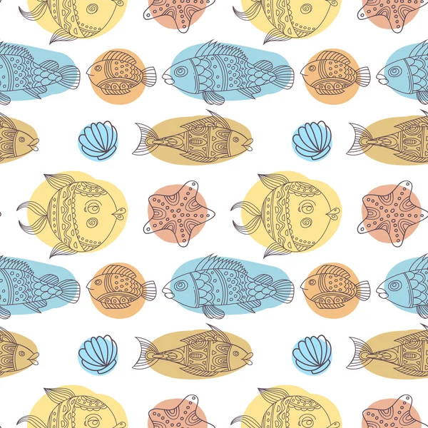 魚は、シームレスなパターンをベクトル — ストックベクタ
