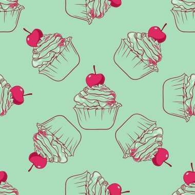 cupcake sorunsuz vektör desen