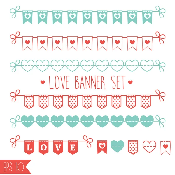 Amor banner vector conjunto — Archivo Imágenes Vectoriales