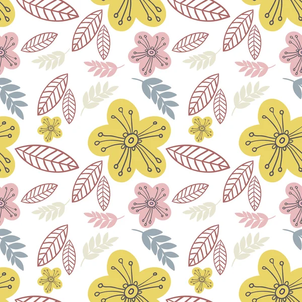 Summer flowers seamless vector pattern — Stock Vector