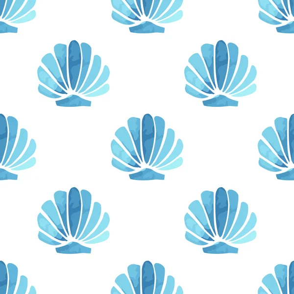 Seashell vector seamless summer pattern — Stock Vector