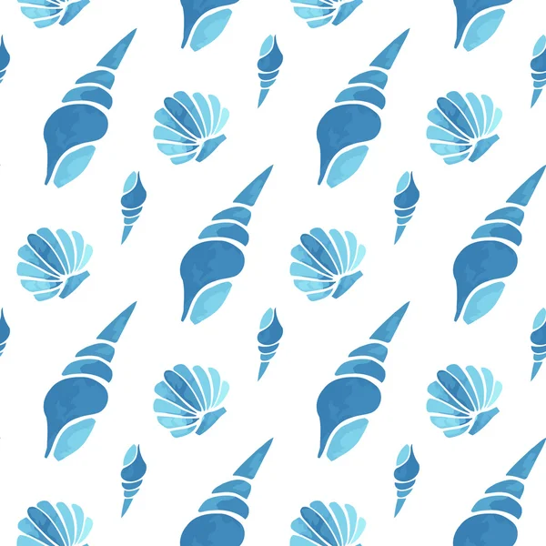 Seashell vector seamless summer pattern — Stock Vector