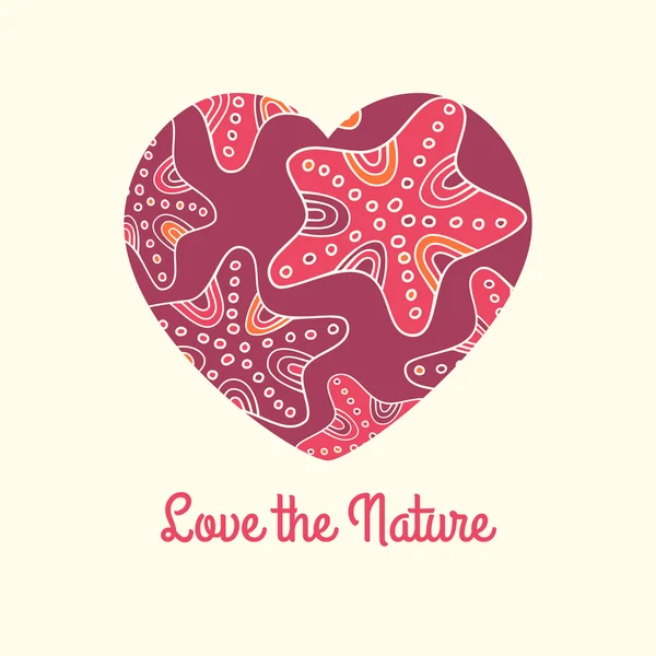 Hou van de natuur. Patroon decoratieve hart vector. — Stockvector