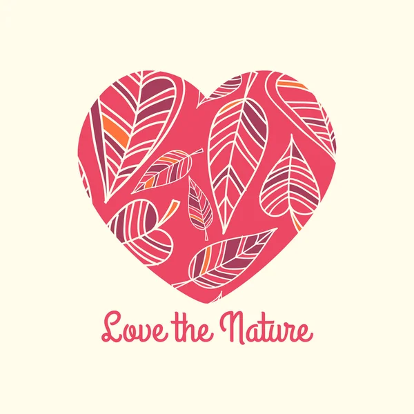 Love the nature. Patterned decorative heart vector. — Stock Vector