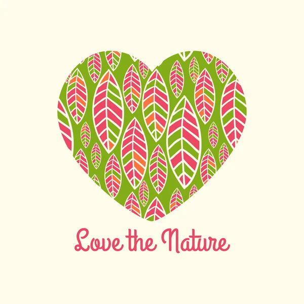 Love the nature. Patterned decorative heart vector. — Stock Vector