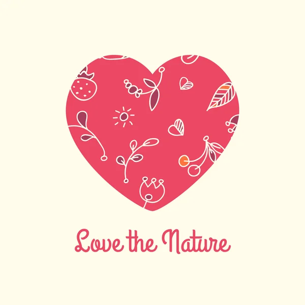 Love the nature. Patterned decorative heart vector. — Stock Vector