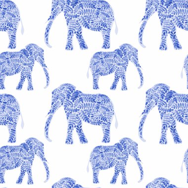 Filler sorunsuz suluboya arka plan. Arka plan vektör çizim fil Dikişsiz desen