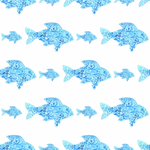 Fishes seamless watercolor background. Fish seamless pattern background vector illustration — Stock Vector