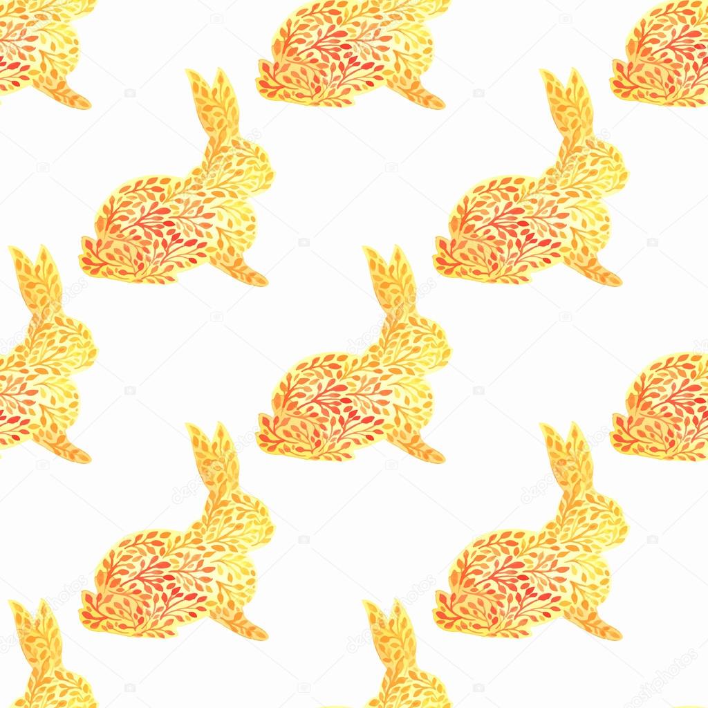 Rabbits seamless watercolor background. Rabbit seamless pattern background vector illustration