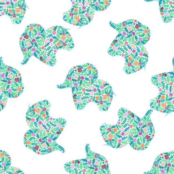 Vecteur aquarelle motif floral éléphant motif sans couture — Image vectorielle