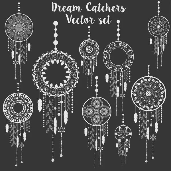 Dream catchers vector patterned set — Stock vektor