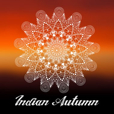 Mandala ile güzel sonbahar kart süsleme. Geometrik daire öğesi vektörde yaptı. Mükemmel tasarım, doğum günü ve diğer tatil, diğer her türlü kartları kaleydoskop, madalyon, yoga, Hindistan, Arap