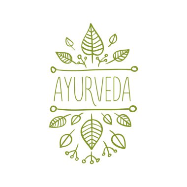 Ayurveda Ayurveda organik sembolleri handpainted vektör çizim ayarla