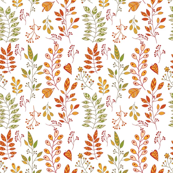 Vector seamless pattern, autumn card. Hand draw trees and leafs. Season of the rain, illustration, background. — Stock Vector