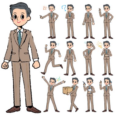 Bej takım kısa saçlı adam el boyalı