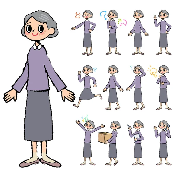 Lila Kleidung Großmutter in der Hand bemalt — Stockvektor