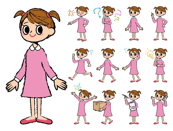 Розовая одежда девушка в руке окрашены — стоковый вектор